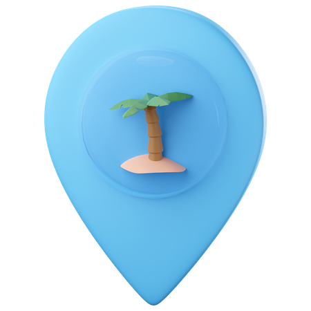 Pin de localização na praia  3D Icon