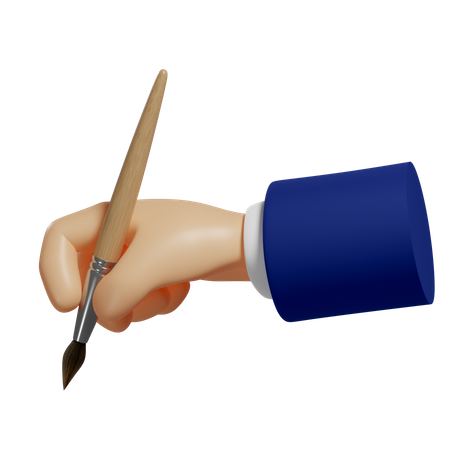 Pinsel in der Hand  3D Illustration