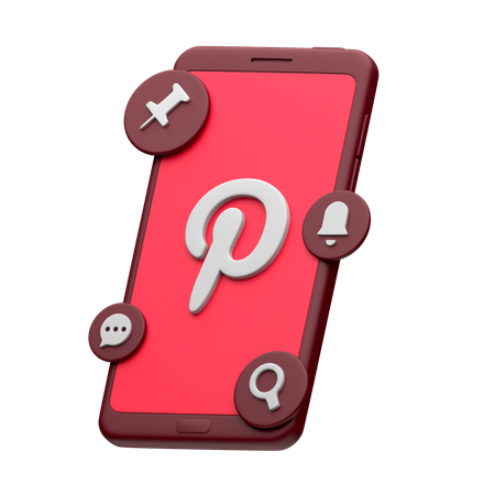 Pinterest On Smartphone  3D Icon