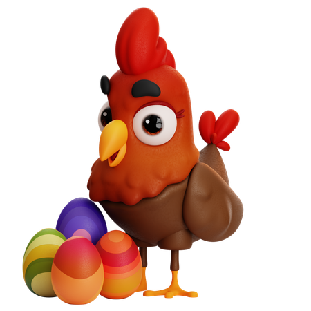 Pintinho com ovos  3D Icon