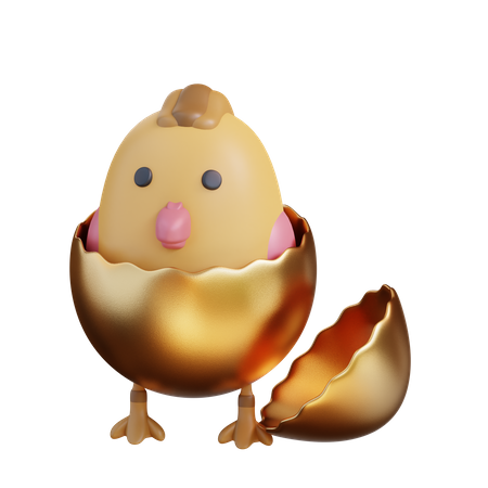 Pintinho e ovo de ouro  3D Icon