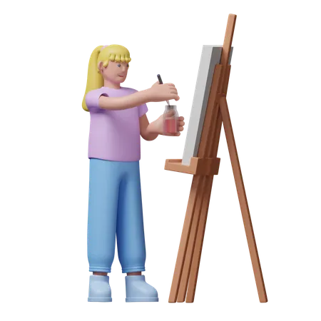 Pintor em cavalete  3D Illustration