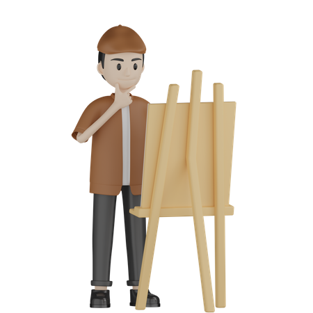 Pintor pensando em pintar  3D Illustration