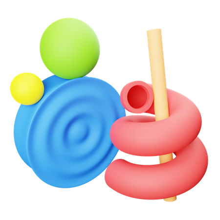 Pipe and Sphere Abstract shape  3D Illustration