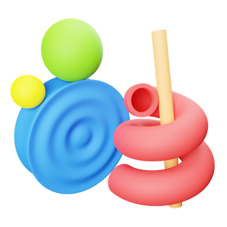 Pipe and Sphere Abstract shape 3D Illustration