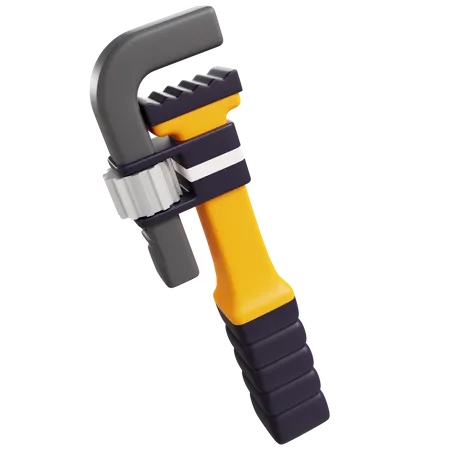 3 D Pipe Wrench With Isolated Background 3D Icon