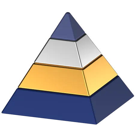 Icono 3 D De Un Grafico Piramidal Azul Dorado Y Plateado 3D Icon