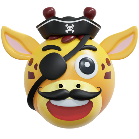 Émoticône girafe capitaine pirate  3D Icon