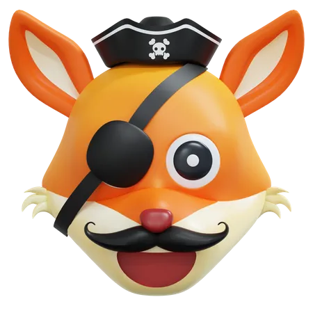 Émoticône du capitaine pirate fox  3D Icon