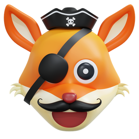 Pirate Captain Fox Emoticon  3D Icon