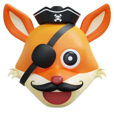 Pirate Captain Fox Emoticon 3 D Icon Illustration 3D Icon