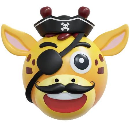 Pirate Captain Giraffe Emoticon  3D Icon