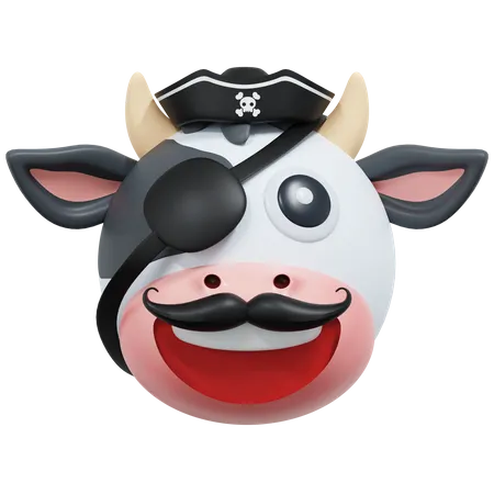 Captain Pirate Cow Emoticon 3 D Icon Illustration 3D Icon