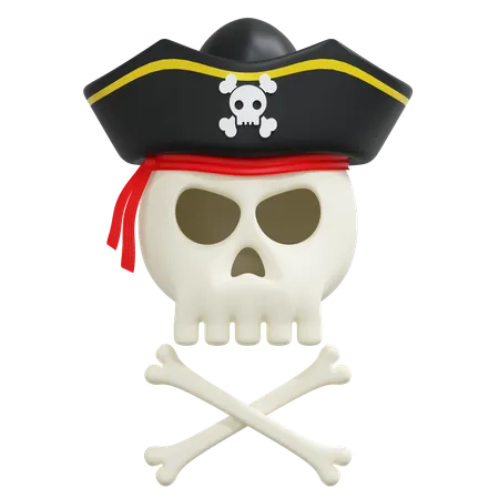 Pirate Skull 3 D Icon Halloween Illustration 3D Icon