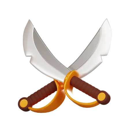 Pirate Cross Sword 3D Icon