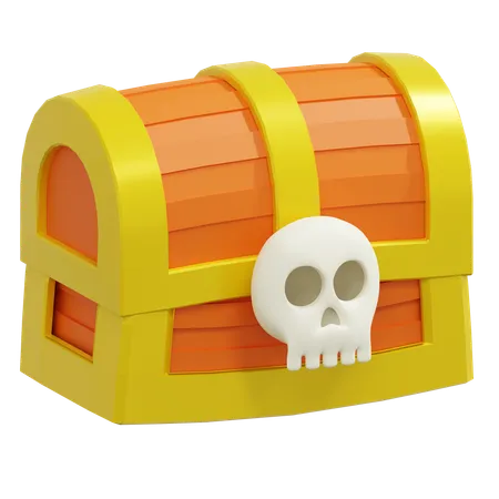 Pirate Treasure Box 3 D Icon Halloween Illustration 3D Icon
