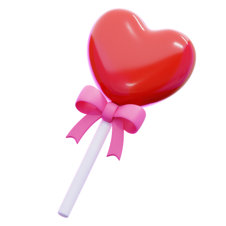 Piruleta de corazón con lazo  3D Icon