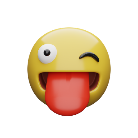 Piscando o rosto com a língua  3D Emoji