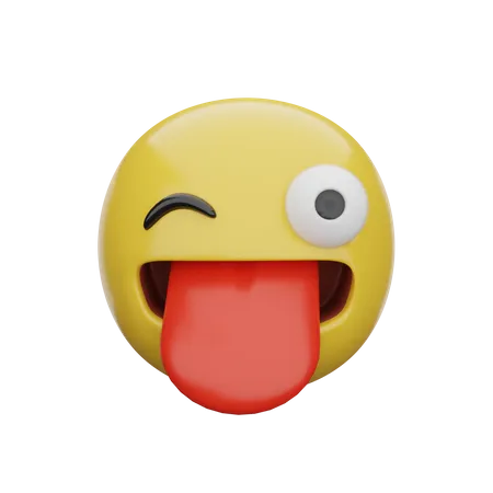 Piscando o rosto com a língua  3D Emoji