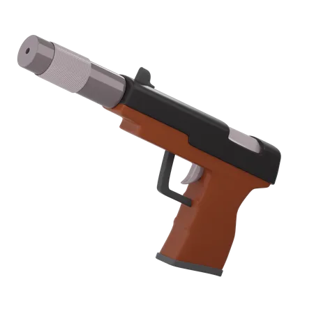 Pistol With Silencer  3D Icon
