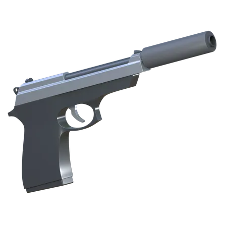 Pistolet avec silencieux  3D Icon