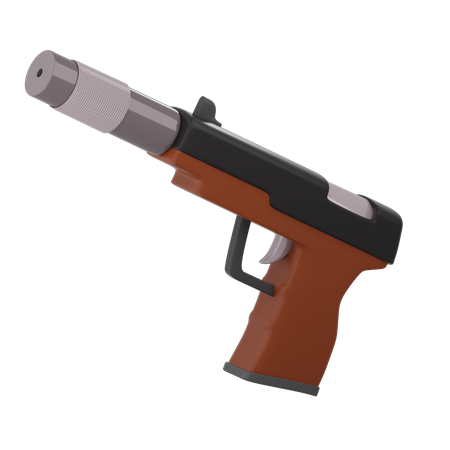 Pistolet avec silencieux  3D Icon