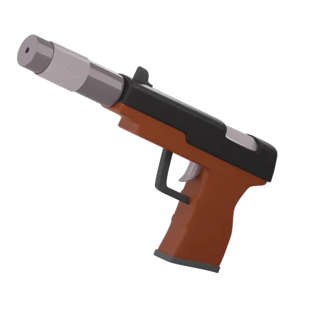 Pistolet avec silencieux  3D Icon