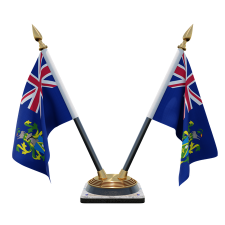 Pitcairn Islands Double (V) Desk Flag Stand  3D Icon