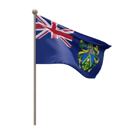 Pitcairn Islands Flag Pole  3D Flag