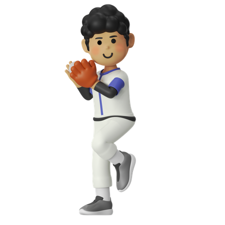 Pitcher Baseball Player Boy  3D Illustration