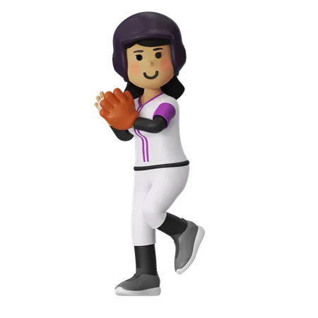 Pitcher Baseball Player Girl  3D Illustration
