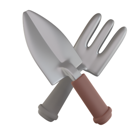 Pitchfork and Shovel  3D Icon