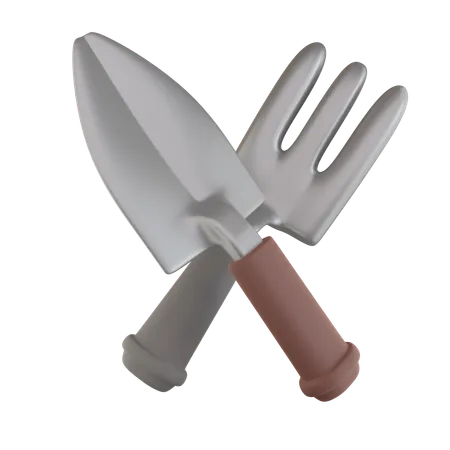 Pitchfork and Shovel  3D Icon