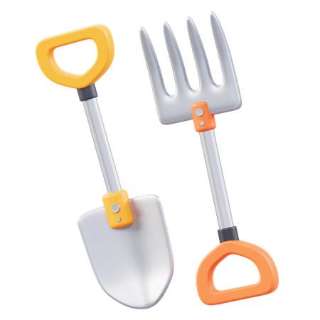 Pitchfork And Shovel  3D Icon