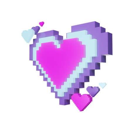 Pixel Heart Love  3D Icon