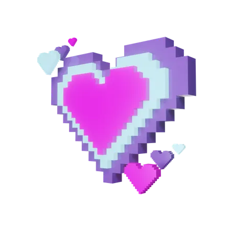 Pixel Heart Love  3D Icon