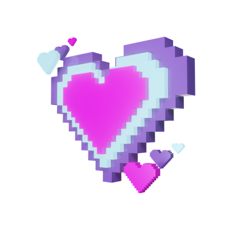 Pixel Heart Love  3D Icon