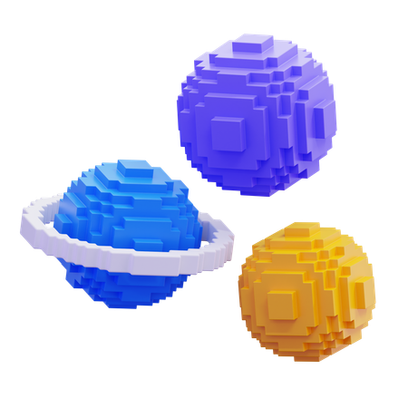 Pixelated Planets Space  3D Icon