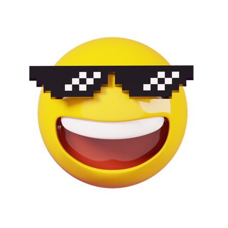 Pixelated Sunglasses Emoji 3D Illustration