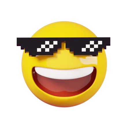 Pixelated Sunglasses Emoji  3D Illustration