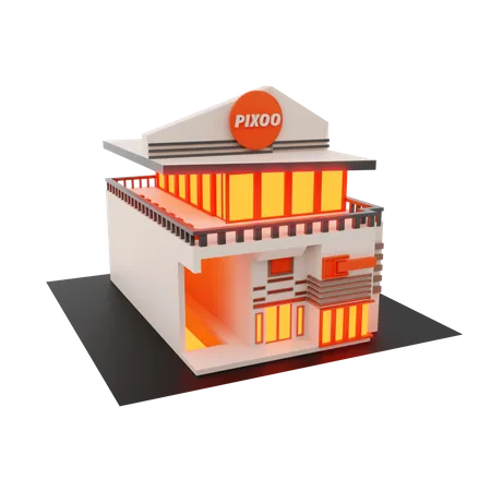 Pixoo-Gebäude  3D Illustration