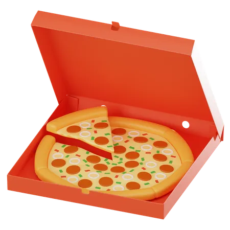 Fast Food With A Pizza In An Open Box Ideal For Illustrating Food Delivery Culinary Delights And Gourmet Snacks In A Visually Appealing Way 3 D Render Illustration 3D Icon