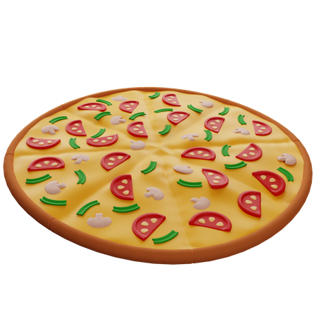 Pizza Com Cogumelos  3D Illustration