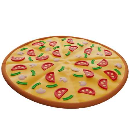 Pizza Con Champiñones  3D Illustration