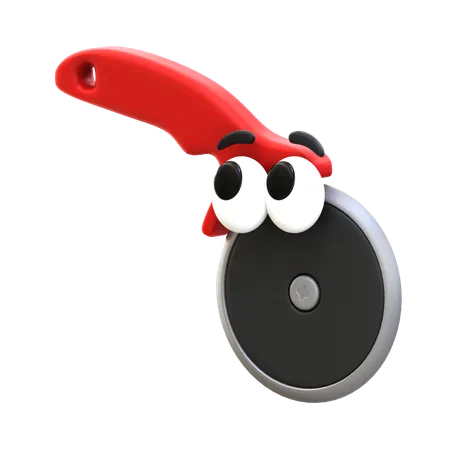 3 D Rendering Cartoon Icon Cooking Tool Series Pizza Cutter 3D Icon
