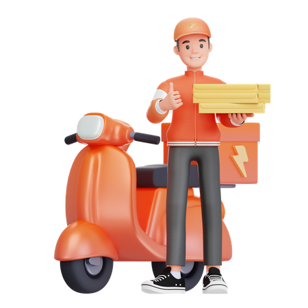 Pizza delivery boy  3D Icon
