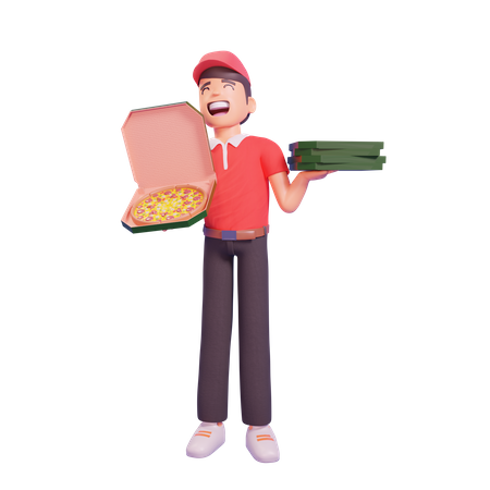 Pizza delivery boy 3D Illustration