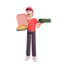 pizza delivery boy 3d logo