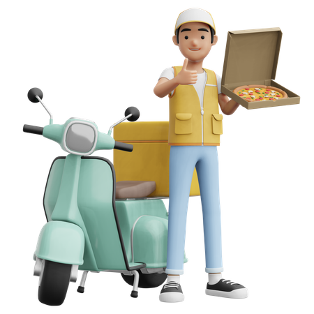 Pizza Delivery boy  3D Illustration
