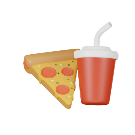 Pizza e bebida  3D Icon